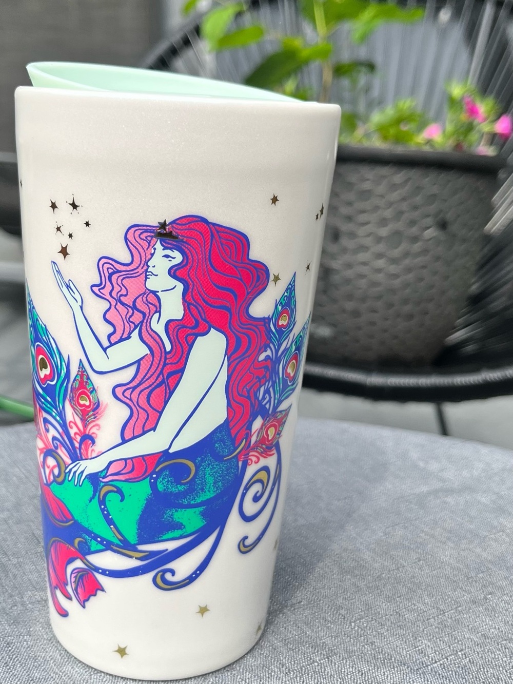 2015 Starbucks Peacock Siren Ceramic Travel Mug 12 oz With Lid *Brand new - Picture 15 of 15